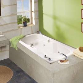 Lopez 6636 Acrylic Alcove End Drain Bathtub in White