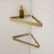 Manhattan Corner Shelf with Glass in Brushed Gold