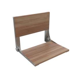 18 in. x 12 in. Rectangular Fold-Up Seat in Teak Wood with Satin Finish for Frontal Installation