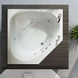 Tandem 5454 Acrylic Corner Center Drain Bathtub in White