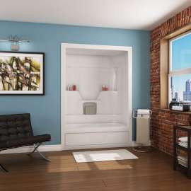 Aspen 60 x 31 Acrylic Alcove Left-Hand Drain One-Piece Tub Shower in White