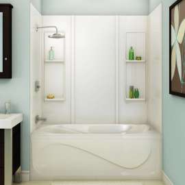 Elan 59 61 x 32 Acrylic Glue up Five-Piece Tub Wall Surround in White