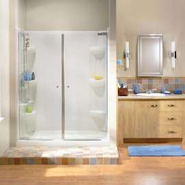 Rectangular Base 4832 3 in. Acrylic Alcove Shower Base with Center Drain in White