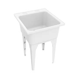 Super Poly Single 25 x 23 Polypropylene Single Bowl Sink in White - 6 Pack