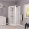 Himalaya 38 x 38 Polystyrene Center Drain Shower Kit in White with Design 47 glass in White