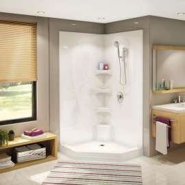 Equinox II 40 x 40 Acrylic Corner Center Drain One-Piece Shower in White