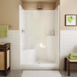 Evergreen 48 x 37 AcrylX Alcove Center Drain One-Piece Shower in White