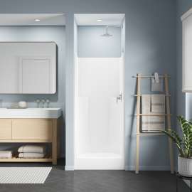 32S 32 x 34 AcrylX Alcove Center Drain One-Piece Shower in White