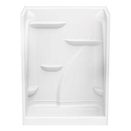 E160 60 x 37 Acrylic Alcove Center Drain One-Piece Shower in White