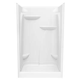 E148 48 x 37 Acrylic Alcove Center Drain One-Piece Shower in White