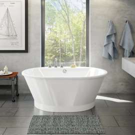 Brioso 6042 AcrylX Freestanding Center Drain Bathtub in White with White Skirt