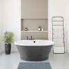Brioso 6042 AcrylX Freestanding Center Drain Bathtub in White with Thundey Grey Skirt