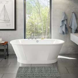 Brioso 6636 AcrylX Freestanding Center Drain Bathtub in White with White Skirt