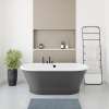 Brioso 6636 AcrylX Freestanding Center Drain Bathtub in White with Thundey Grey Skirt