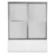 Mika 54 - 59 1/2 x 55 1/2 in Sliding Tub Door for Alcove Installation with Hammer glass in Mat Silver