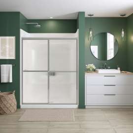 Polar 54-59 1/2 x 68 in. Bypass Shower Door for Alcove Installation with Raindrop glass in Chrome