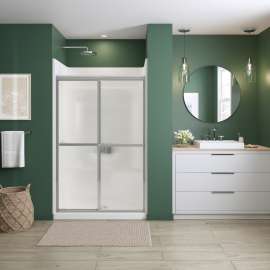 Polar 42-47 1/2 x 68 in. Bypass Shower Door for Alcove Installation with Raindrop glass in Chrome