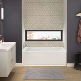 New Town 6030 IFS Acrylic Alcove Left-Hand Drain Bathtub in White