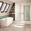 Optik 6032 F Acrylic Freestanding End Drain Bathtub in White with White Skirt