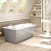 Optik 6032 F Acrylic Freestanding End Drain Bathtub in White with Sterling Silver Skirt