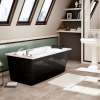 Optik 6032 F Acrylic Freestanding End Drain Aerofeel Bathtub in White with Black Skirt