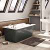 Optik 6032 F Acrylic Freestanding End Drain Aerofeel Bathtub in White with Thunder Grey Skirt