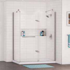 Rectangular Base 6036 3 in. Acrylic Corner Left or Right Shower Base with Left-Hand Drain in White