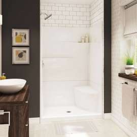 Gallery SH-4834 AcrylX Alcove Center Drain Two-Piece Shower in White
