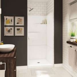 Gallery SH-3636 AcrylX Alcove Center Drain Two-Piece Shower in White