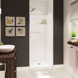 Gallery SH-3232 AcrylX Alcove Center Drain Two-Piece Shower in White