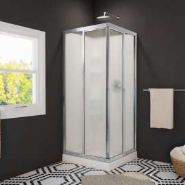 32 Mediterranean III 32 x 32 Polystyrene Center Drain Shower Kit in White with Mistelite glass in Chrome