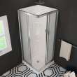 32 Mediterranean III 32 x 32 Polystyrene Center Drain Shower Kit in White with Mistelite glass in Chrome