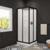 Mediterranean III 32 x 32 Polystyrene Center Drain Shower Kit in White with Mistelite glass in Matte Black