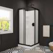 Mediterranean III 32 x 32 Polystyrene Center Drain Shower Kit in White with Mistelite glass in Matte Black