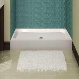 Finesse Base 48 x 32 AcrylX Alcove Shower Base with Center Drain in White