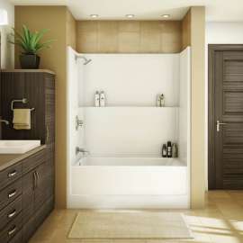 TSEA Plus 60 x 32 AcrylX Alcove Left-Hand Drain One-Piece Tub Shower in White