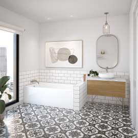 Rubix 6032 AFR Acrylic Alcove Left-Hand Drain Bathtub in White