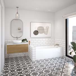 Rubix 6032 Acrylic Alcove Right-Hand Drain Bathtub in White