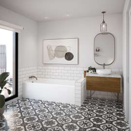 Rubix 6632 Acrylic Alcove Left-Hand Drain Bathtub in White