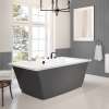 Optik 6636 F Acrylic Freestanding Center Drain Bathtub in White with Thunder Grey Skirt