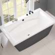 Optik 6636 F Acrylic Freestanding Center Drain Bathtub in White with Thunder Grey Skirt