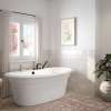 Ella Sleek 66 x 36 Acrylic Freestanding Center Drain Bathtub in White with White Skirt