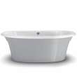 Ella Sleek 66 x 36 Acrylic Freestanding Center Drain Bathtub in White with Sterling Silver Skirt