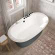 Ella Sleek 66 x 36 Acrylic Freestanding Center Drain Bathtub in White with Thunder Grey Skirt