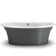 Ella Sleek 66 x 36 Acrylic Freestanding Center Drain Bathtub in White with Thunder Grey Skirt