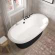 Ella Sleek 66 x 36 Acrylic Freestanding Center Drain Bathtub in White with Black Skirt