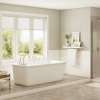 Lounge 6434 Acrylic Freestanding End Drain Bathtub in White with White Skirt