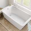 Lounge 6434 Acrylic Freestanding End Drain Bathtub in White with White Skirt