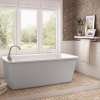 Lounge 6434 Acrylic Freestanding End Drain Bathtub in White with Sterling Silver Skirt