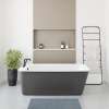 Lounge 6434 Acrylic Freestanding End Drain Bathtub in White with Thundey Grey Skirt